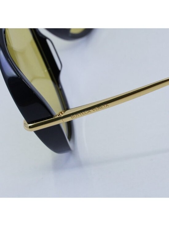 Bottega Veneta BV1273S 003 Sunglasses Black and Gold Geometric Frame, Yellow main image 10